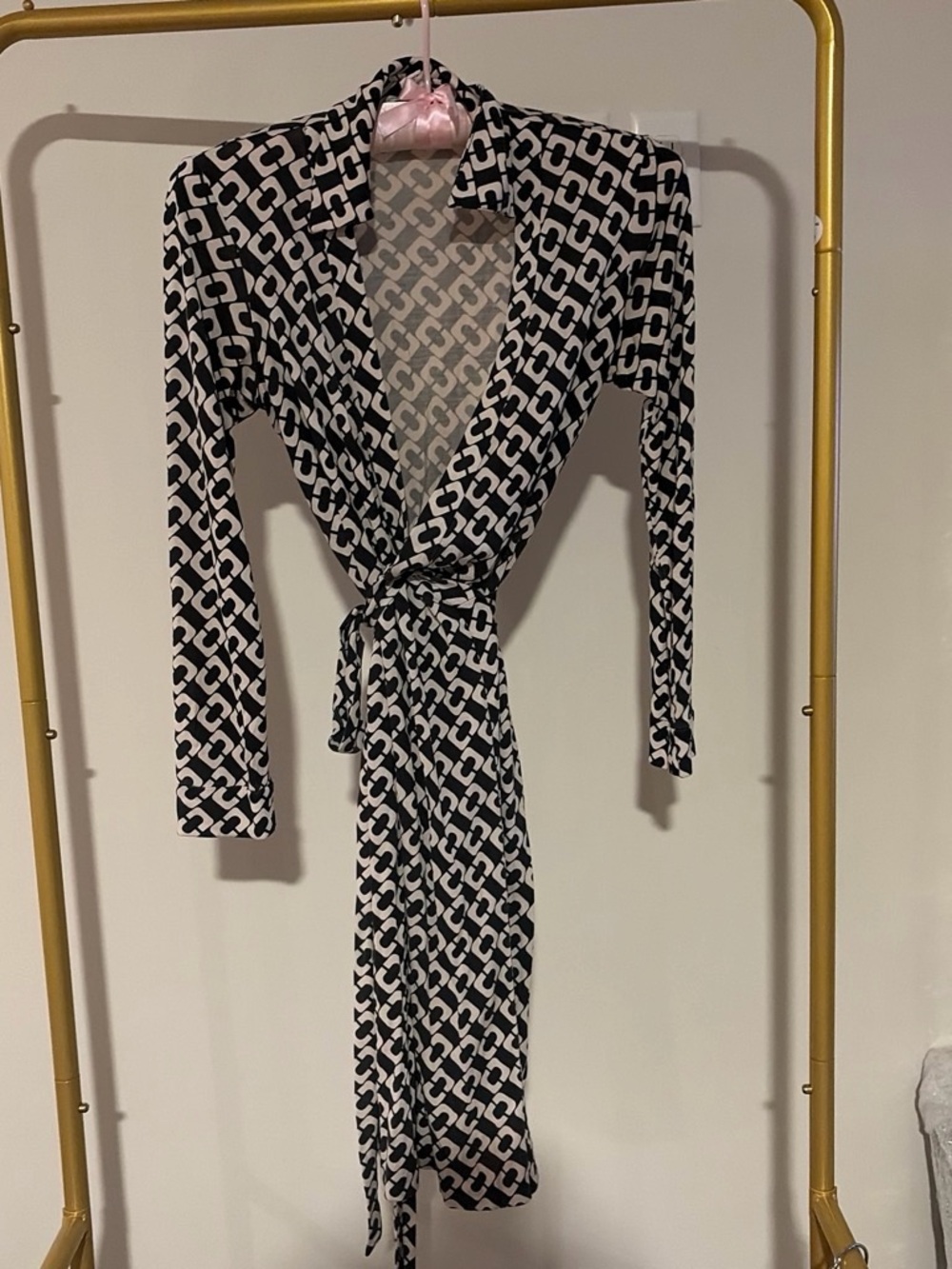 Black & White Geometric Wrap Dress